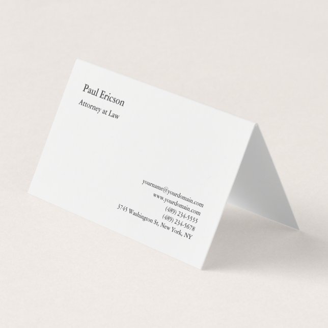 Tarjeta De Visita Clásico Elegante Plain Profesional (Anverso)
