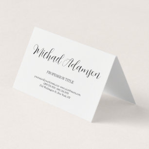 Tarjeta De Visita Clásico Elegante Plata Simple Blanco Minimalista