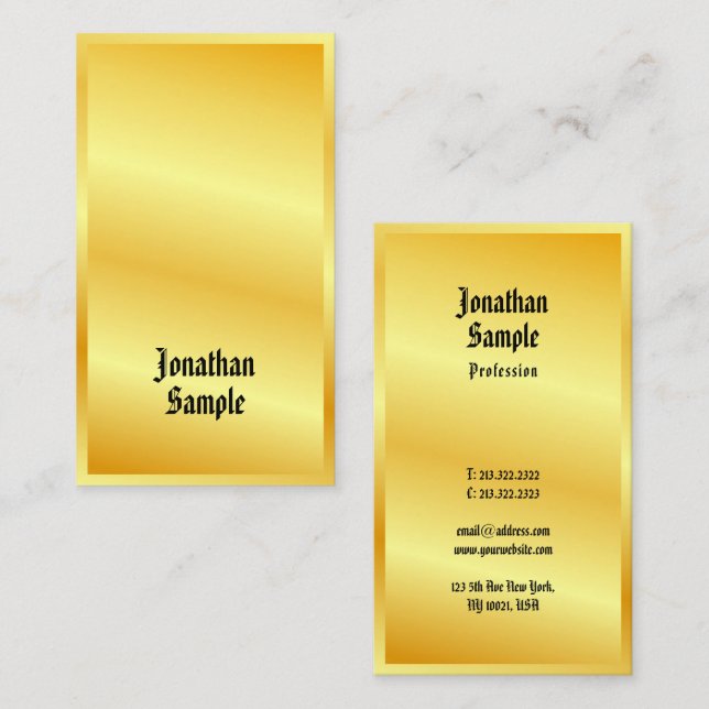 Tarjeta De Visita Clásico Estilo Antiguo Texto Faux Gold Elegant Tem (Anverso / Reverso)