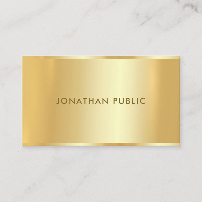Tarjeta De Visita Clásico Faux Gold Moderno plantilla simple moda (Anverso)