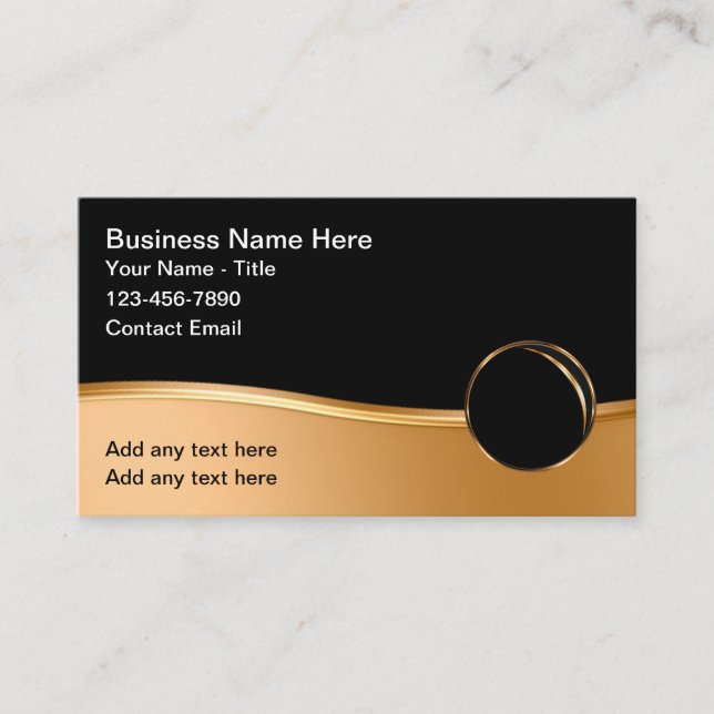 Tarjeta De Visita Clásico Glossy Moderno Business Gold Tone (Anverso)