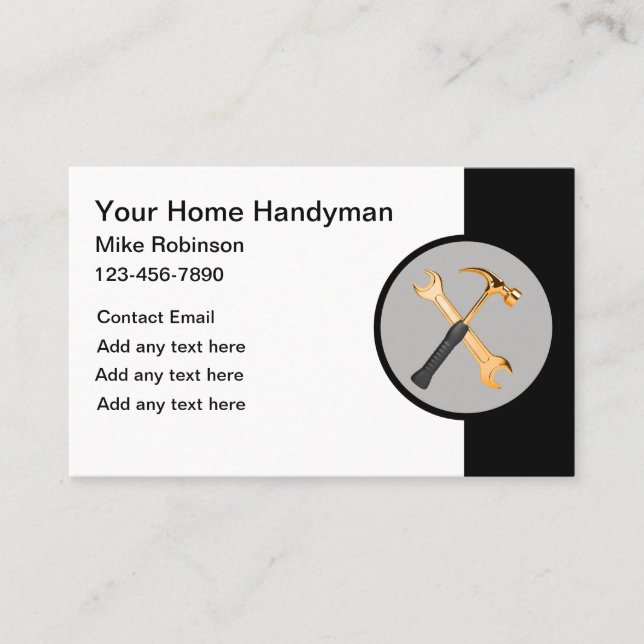 Tarjeta De Visita Clásico Handyman Bold Business Cards (Anverso)