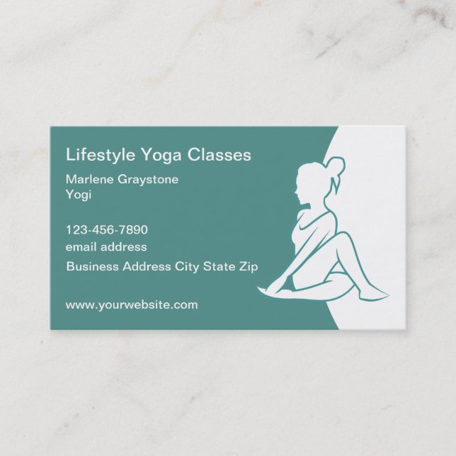 Tarjeta De Visita Clásico instructor de clase de yoga trendy (Anverso)