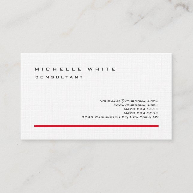 Tarjeta De Visita Clásico Linen Rojo Clásico Elegante Profesional (Anverso)