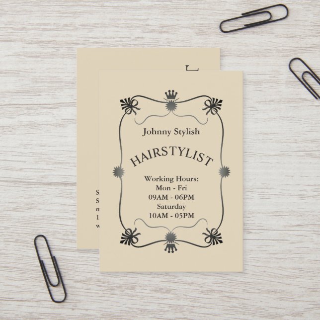 Tarjeta De Visita Clásico marco elegante estilo clásico (Anverso/Reverso In Situ)