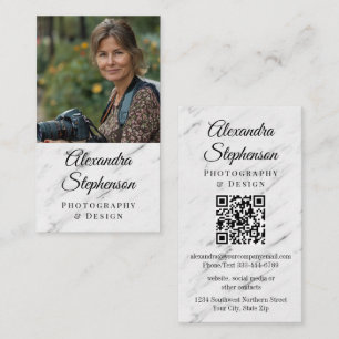 Tarjeta De Visita Clásico Mármol Moderno Elegante Código QR Personal