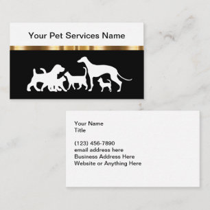 Tarjeta De Visita Clásico Mascota Service Gold Black White