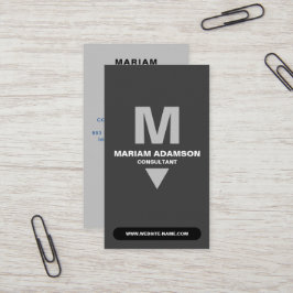 Tarjeta De Visita Clásico (Monogram QR) Plata y negro mate