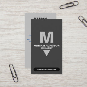 Tarjeta De Visita Clásico (Monogram QR) Plata y negro mate