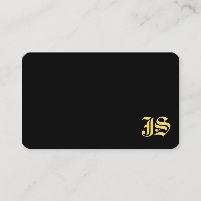Tarjeta De Visita Clásico Monogramado Profesional Negro Y Oro (Anverso)