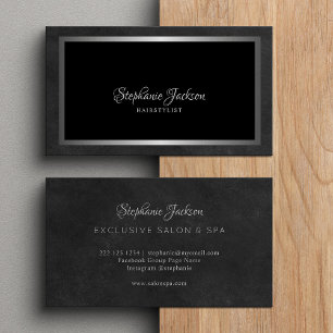 Tarjeta De Visita Clásico negro metálico plateado elegante