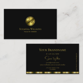 Tarjeta De Visita Clásico negro y dorado con logotipo elegante