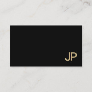 Tarjeta De Visita Clásico Platón Moderno Oro Negro Monograma Lujo