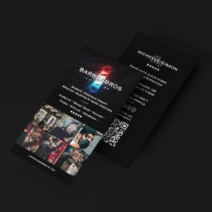 Tarjeta De Visita Clásico Poste de Barbería Moderno Negro Barbería