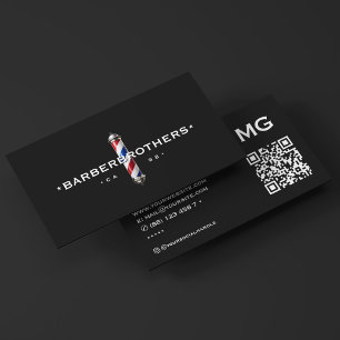 Tarjeta De Visita Clásico Poste de Barbería Negro Elegante 