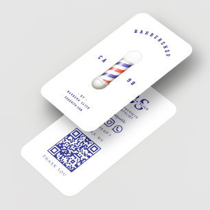 Tarjeta De Visita Clásico Poste de Barbería Rojo Blanco y Azul 