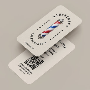 Tarjeta De Visita Clásico Poste de Barbero Rojo Blanco Azul Barbería