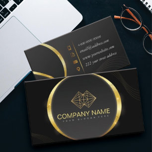 Tarjeta De Visita Clásico Profesional Elegante Oro Negro