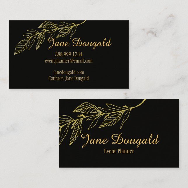 Tarjeta De Visita Clásico profesional y elegante naturaleza del oro  (Anverso / Reverso)