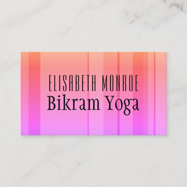 Tarjeta De Visita Clásico profesor de yoga en Bikram con bandas rosa (Anverso)