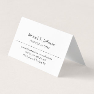 Tarjeta De Visita Clásico Retro Elegante Plano Simple Blanco & Negro