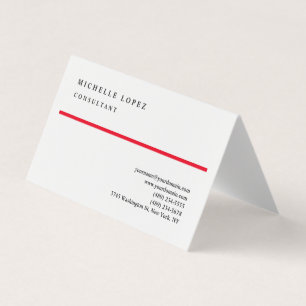 Tarjeta De Visita Clásico Rojo Blanco Elegante Profesional