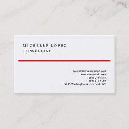 Tarjeta De Visita Clásico Rojo Blanco Elegante Profesional