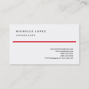 Tarjeta De Visita Clásico Rojo Blanco Elegante Profesional