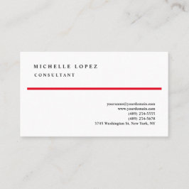 Tarjeta De Visita Clásico Rojo Blanco Elegante Profesional