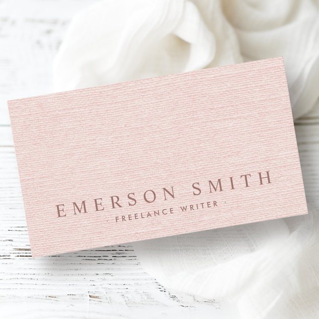 Tarjeta De Visita Clásico rosa de la línea de imitación trendy minim (Classy blush pink faux linen trendy minimalist business card)
