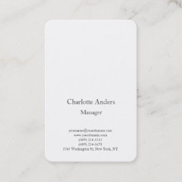 Tarjeta De Visita Clásico sencillo minimalista elegante blanco