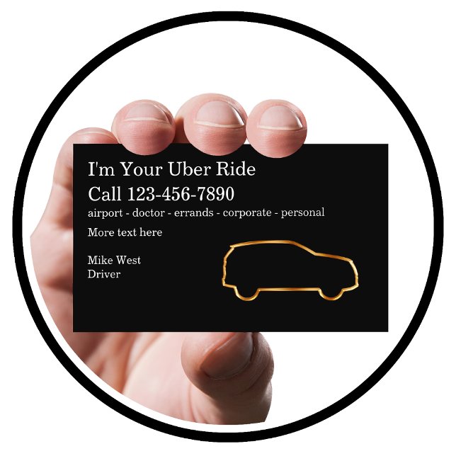 Tarjeta De Visita Clásico Sencillo Rideshare Taxi Driver (Subido por el creador)