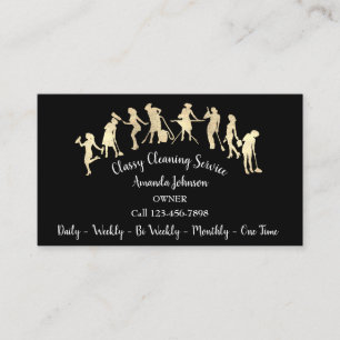 Tarjeta De Visita Clásico Servicio de Limpieza con logotipo Gold Mai