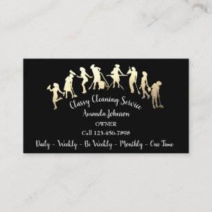 Tarjeta De Visita Clásico Servicio de Limpieza con logotipo Gold Mai