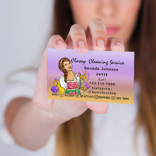 Tarjeta De Visita Clásico Servicio de Limpieza de Casa Maid Purple 