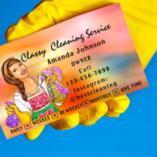 Tarjeta De Visita Clásico Servicio de Limpieza de Casas Holograma Ma