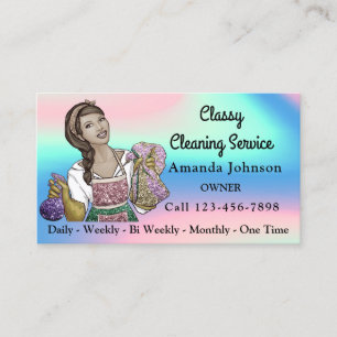 Tarjeta De Visita Clásico Servicio de limpieza de oficinas Pink
