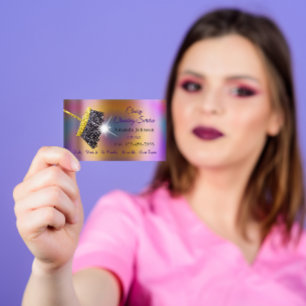 Tarjeta De Visita Clásico Servicio de Limpieza Holograma dorado plat