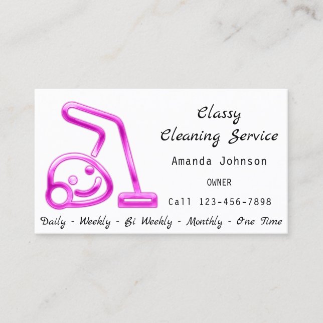 Tarjeta De Visita Clásico Servicio de Limpieza Limpiador de vacío ma (Anverso)