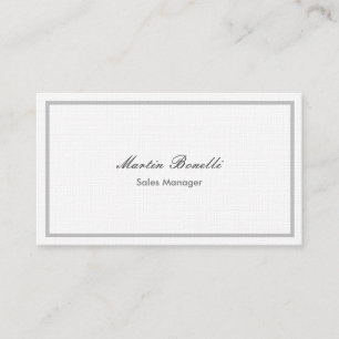 Tarjeta De Visita Clásico Simple Lino Blanco Negro de Dos Caras