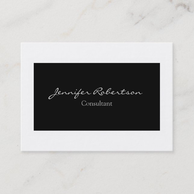 Tarjeta De Visita Clásico Simple Llanto Blanco Negro Único (Anverso)
