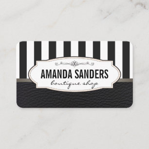 Tarjeta De Visita Clásico Stripes Faux Leather