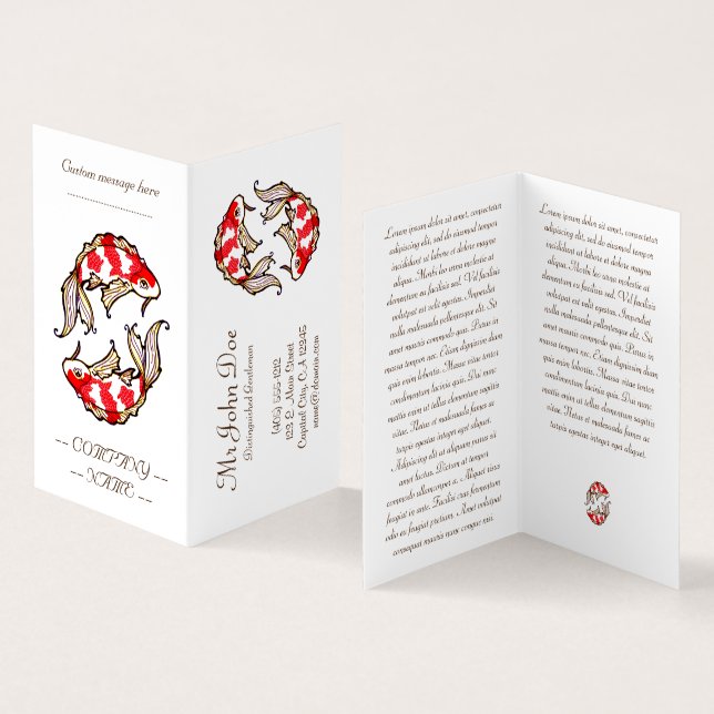 Tarjeta De Visita Clásico tatuaje de carpa japonesa koi (Interior y exterior)