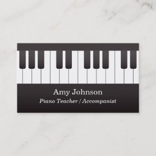 Tarjeta De Visita Clásico Teclas De Piano Música Profesor