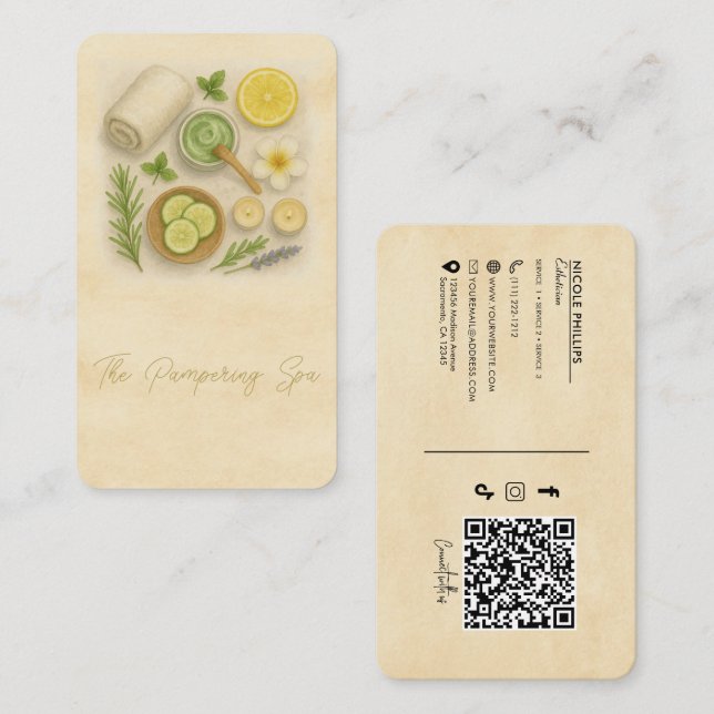 Tarjeta De Visita Clásico Técnico De Belleza Spa Esteticista (Anverso / Reverso)