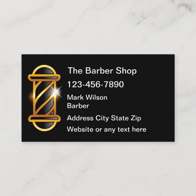 Tarjeta De Visita Clásico tema de la simple Barbería (Anverso)
