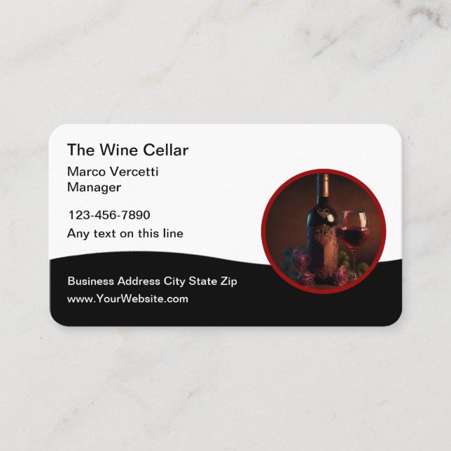 Tarjeta De Visita Clásico tema del vino Cartas de negocios modernas (Anverso)