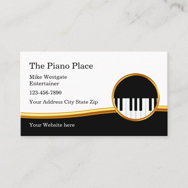 Tarjeta De Visita Clásico tema musical Piano Keys (Anverso)