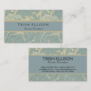 Tarjeta De Visita Clásico Tulipán Azul Floral de William Morris