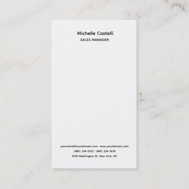 Tarjeta De Visita Clásico Único Profesional Simple (Anverso)